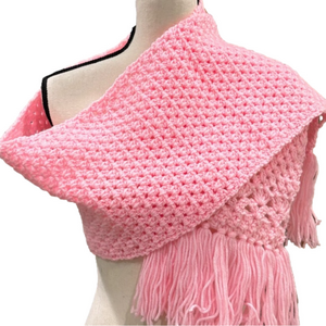 Hand Knit Dopamine Bubblegum Pink Scarf, 56" x 10"